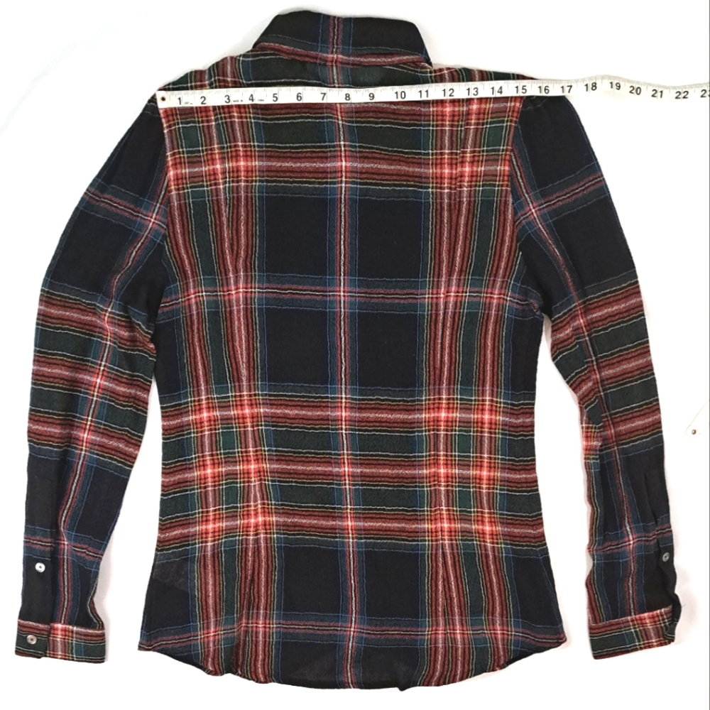 BURBERRY BRIT Tartan Plaid Long Sleeve Button Down Blouse - Picture 6 of 16